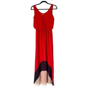 Sweet Storm Dress Maxi Women M Red Navy Colorblock Sleeveless Mod Bold Flowy